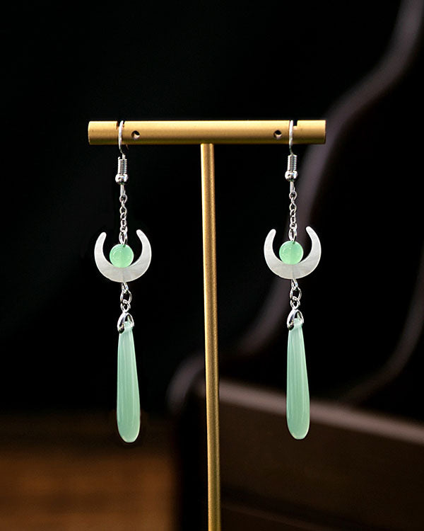 Vintage Moon Water Drop Earrings
