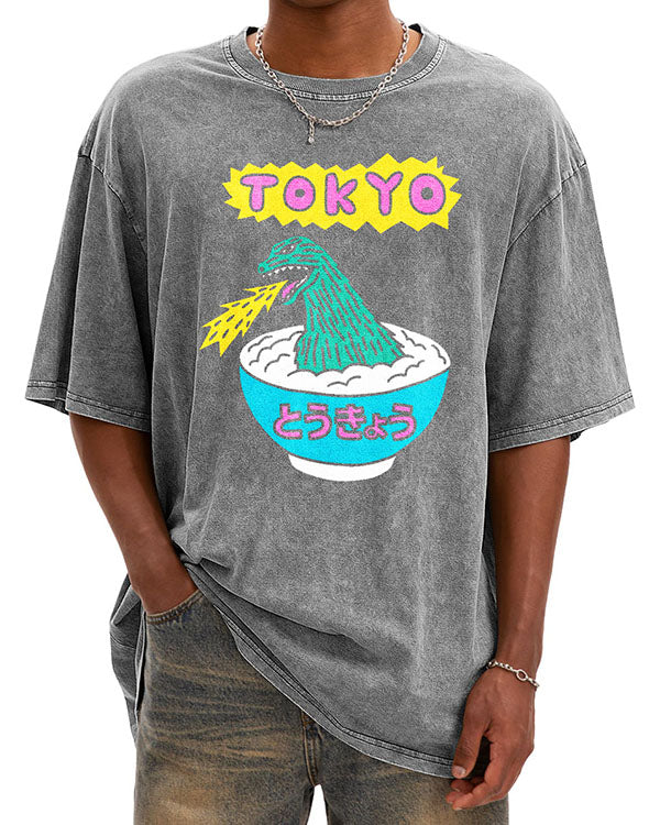 Unisex Japanese Tokyo Washed Cotton T-Shirt