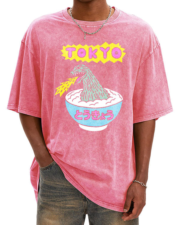 Unisex Japanese Tokyo Washed Cotton T-Shirt
