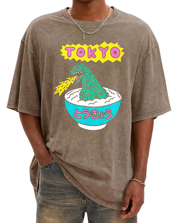Unisex Japanese Tokyo Washed Cotton T-Shirt
