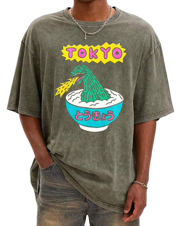Unisex Japanese Tokyo Washed Cotton T-Shirt