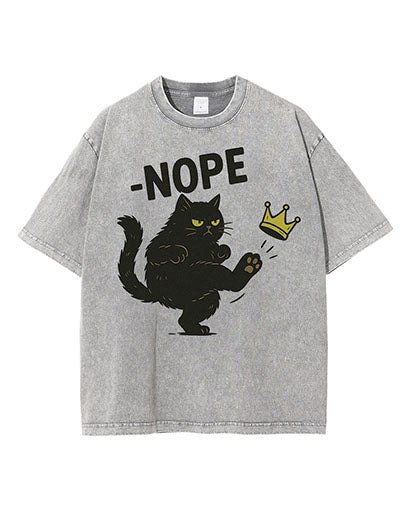 No Kings in America Black Cat Washed Cotton T-Shirt