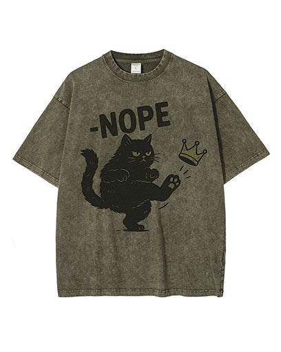 No Kings in America Black Cat Washed Cotton T-Shirt