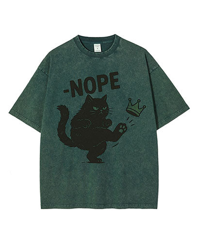 No Kings in America Black Cat Washed Cotton T-Shirt