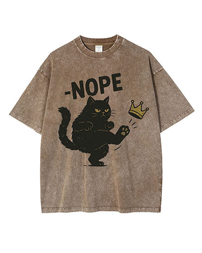 No Kings in America Black Cat Washed Cotton T-Shirt