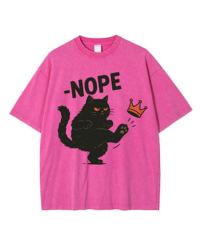 No Kings in America Black Cat Washed Cotton T-Shirt
