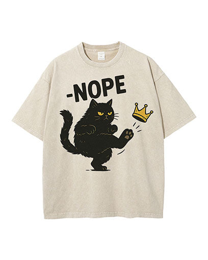 No Kings in America Black Cat Washed Cotton T-Shirt