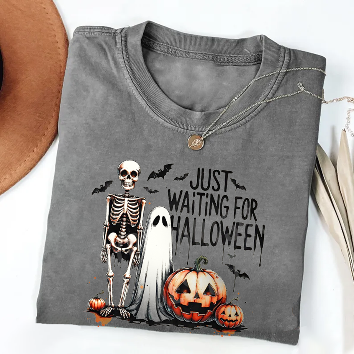 Halloween Skeleton Ghost Pumpkin Printed Short Sleeve T-Shirt