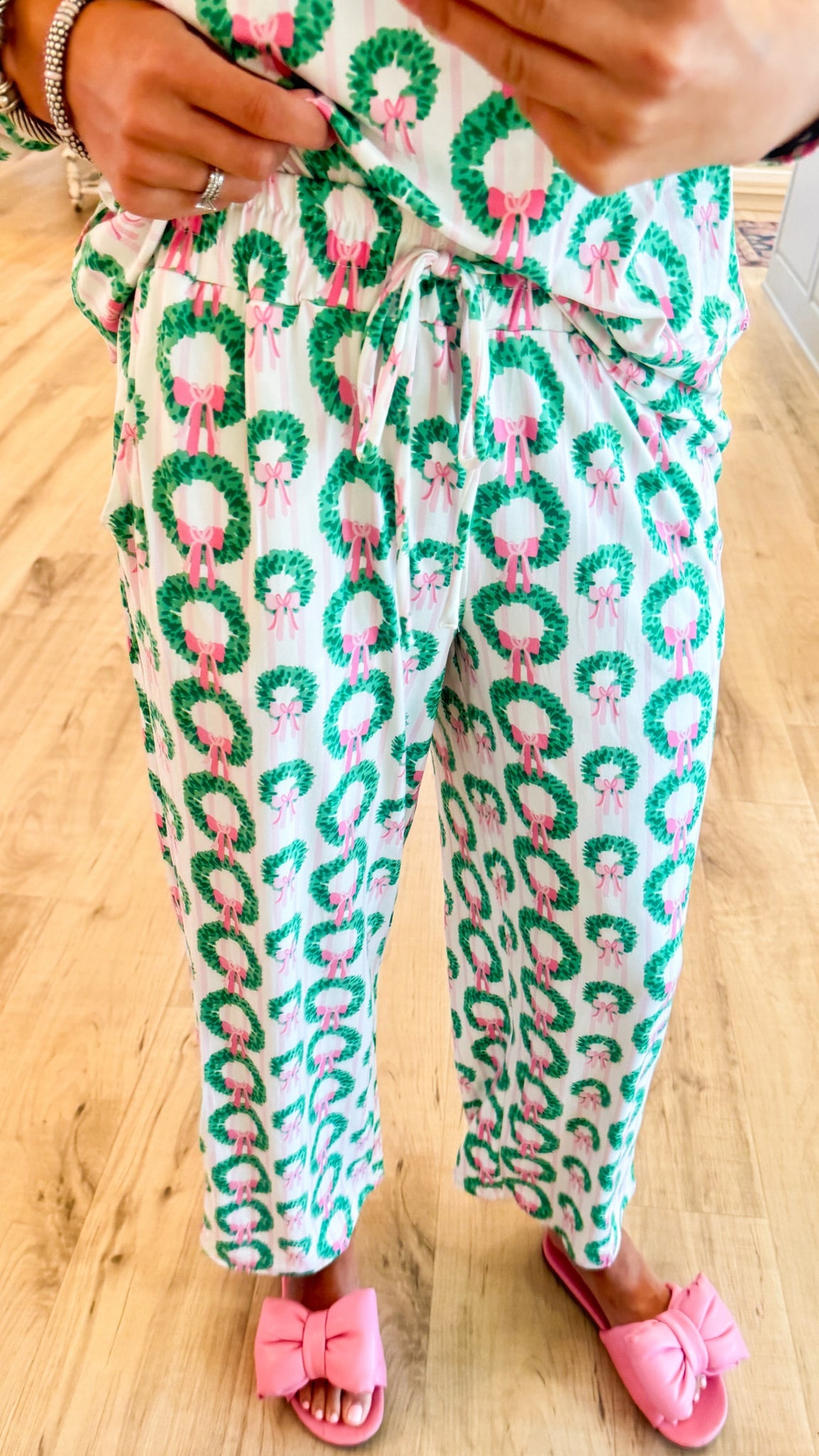 Pink and Green Wreath Bow PJ Set