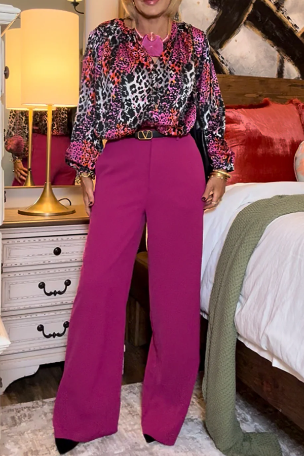 Retro Style Geometric Print Long-Sleeved Women's Shirt