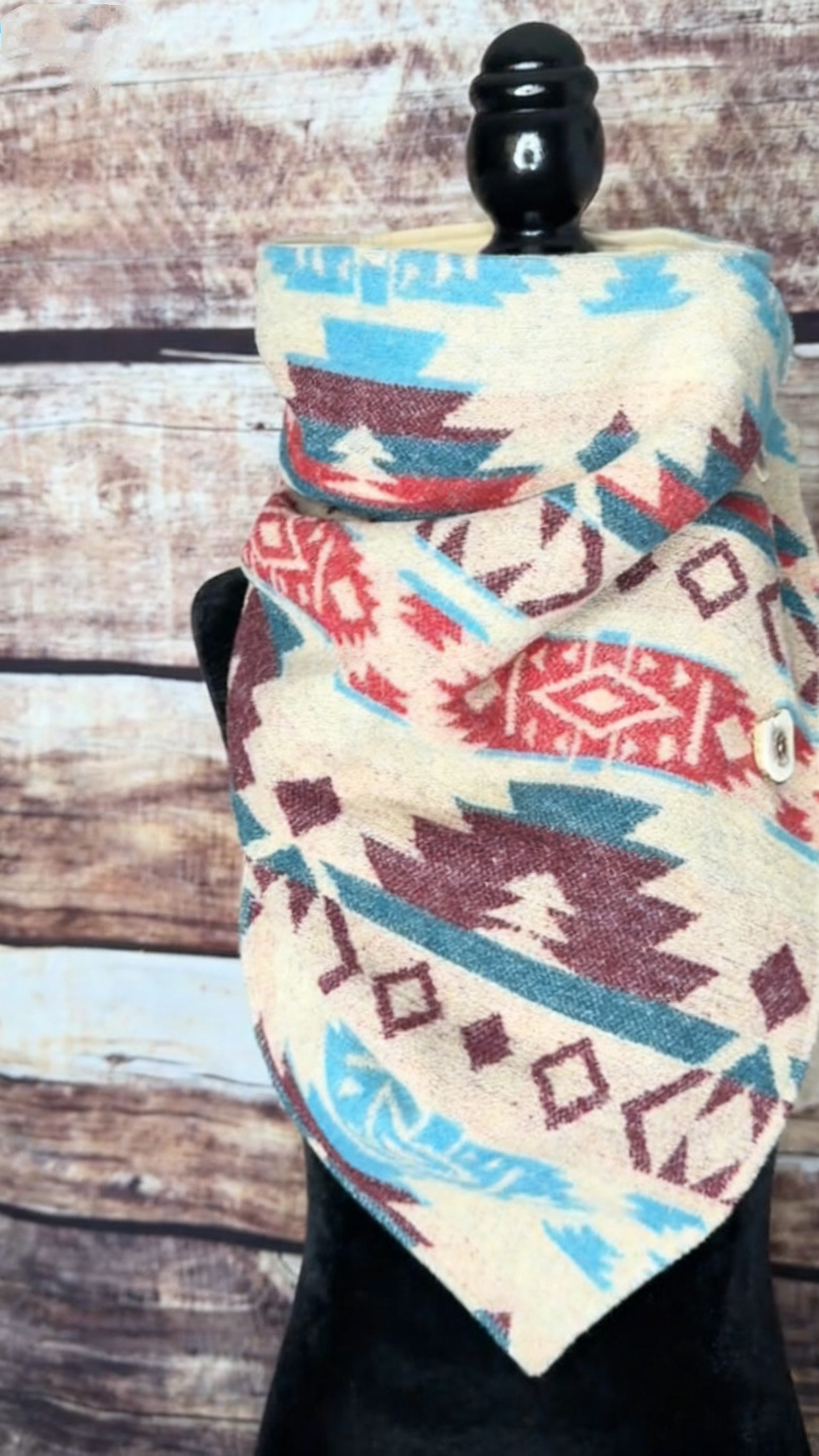 Women's Blue Western Aztec Warm Neck Hood