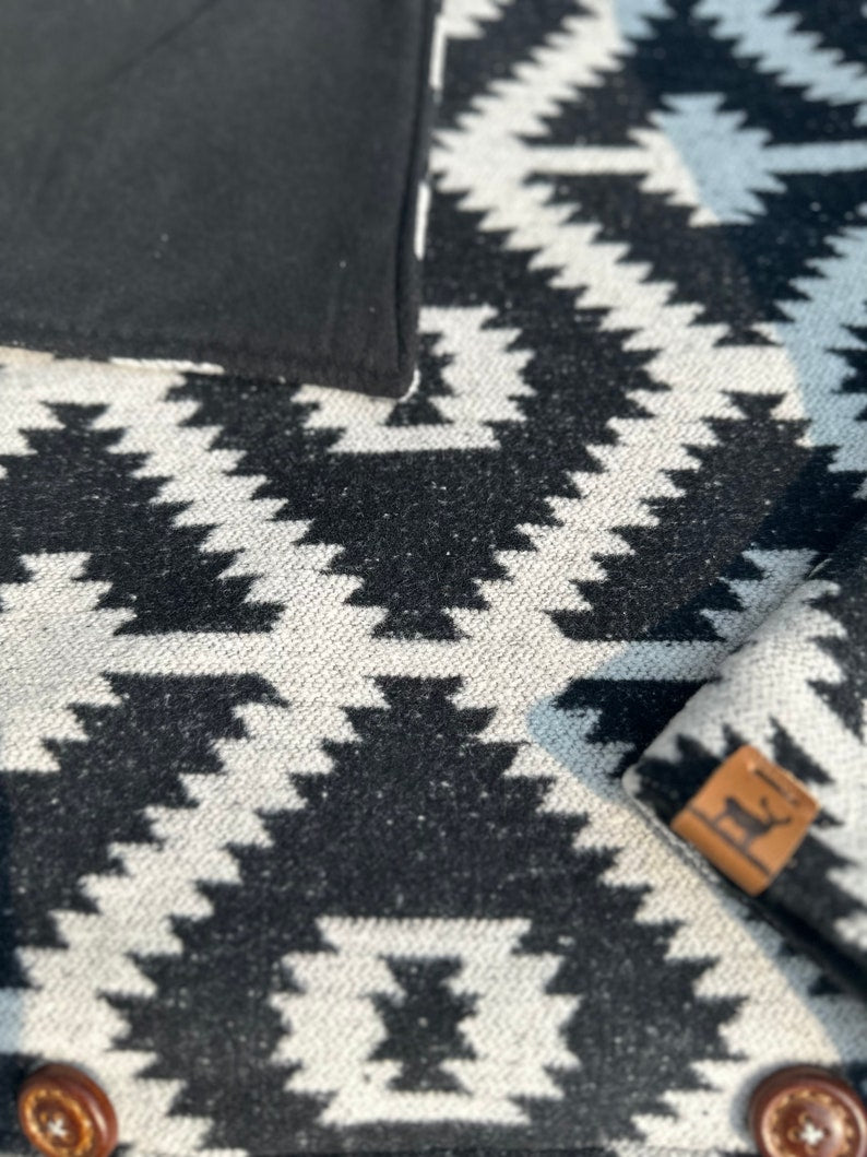 Women's Black & White Western Aztec Warm Neck Hood
