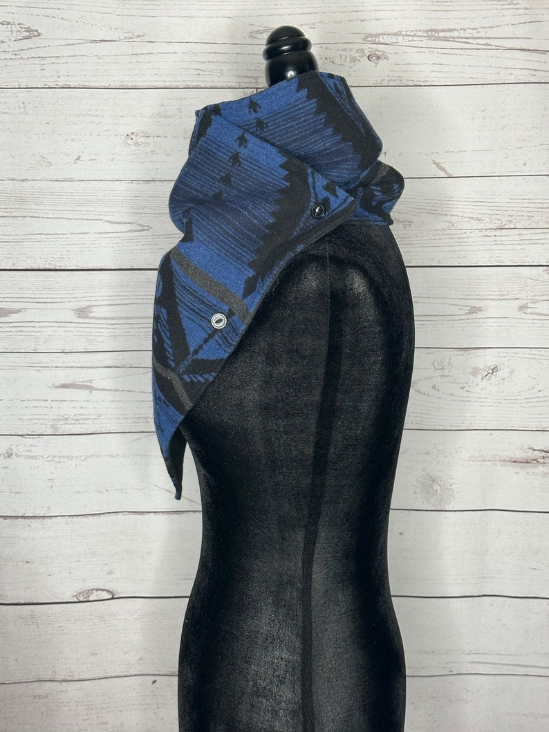 Women's Cobalt Blue Western Aztec Warm Neck Hood