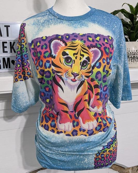 Nostalgic 90's Tiger Leopard Print Bleached T-Shirt