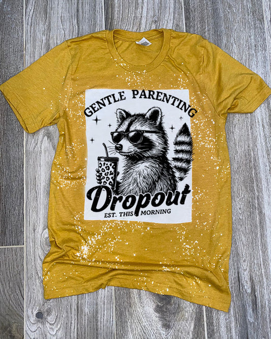 Gentle Parenting Dropout Funny Mom Yellow Bleached T-Shirt