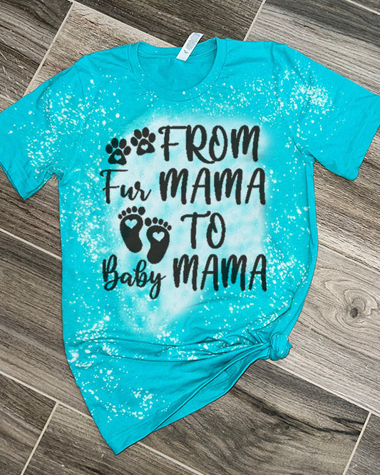 From Fur Mama To Baby Mama Leopard Bleached T-Shirt