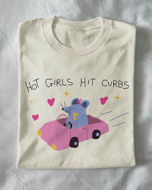 Unisex Hot Girls Hit Curbs Funny T-Shirt