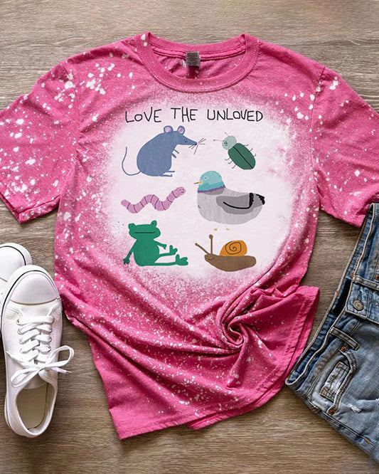 Unisex Love The Unloved Funny Pigeon Rat Frog Print T-Shirt