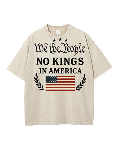 We The People No Kings In America Washed Cotton T-Shirt