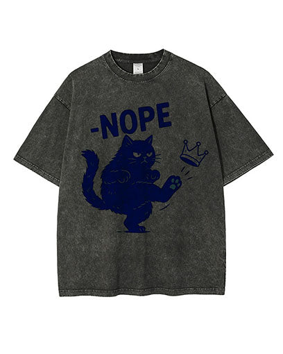 No Kings in America Black Cat Washed Cotton T-Shirt