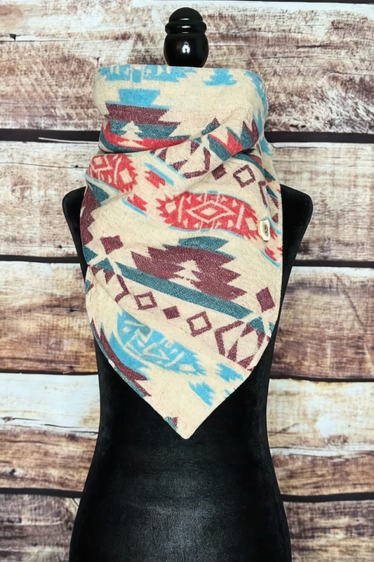 Women's Blue Western Aztec Warm Neck Hood