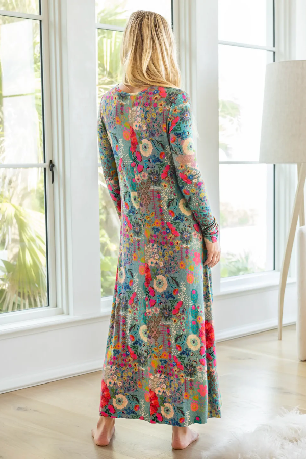Women's Round Neck Ethnic Bohemia Style Cotton A-Line Dress