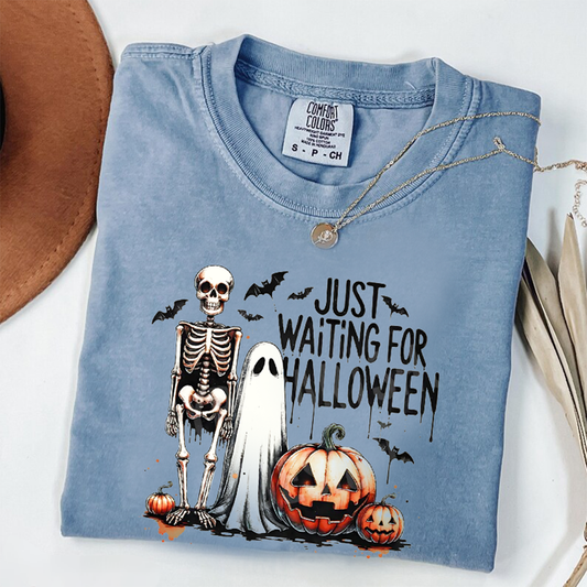 Halloween Skeleton Ghost Pumpkin Printed Short Sleeve T-Shirt
