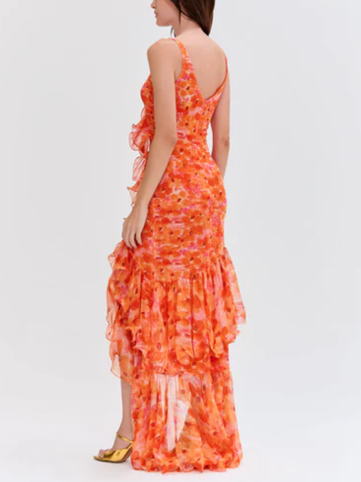 Red Warm Ruffle Dress