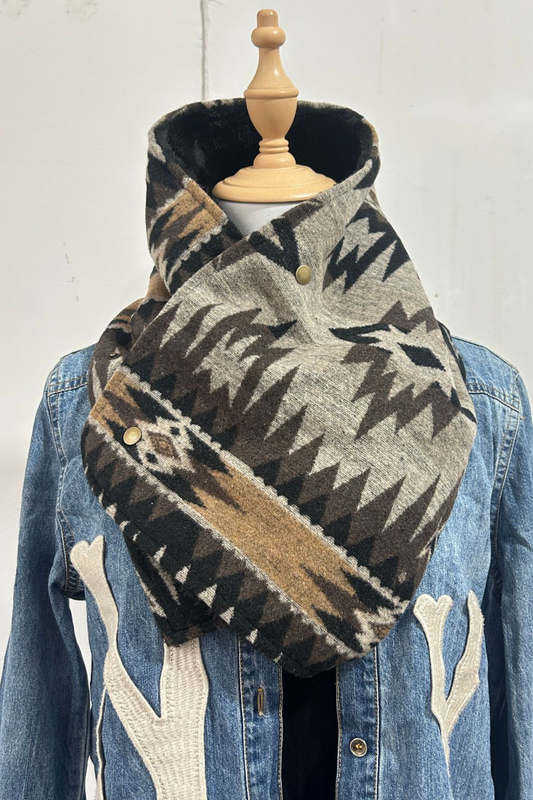 Women's Western Cowboy Aztec Warm Neck Hood