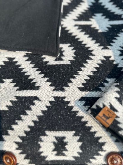 Women's Black & White Western Aztec Warm Neck Hood