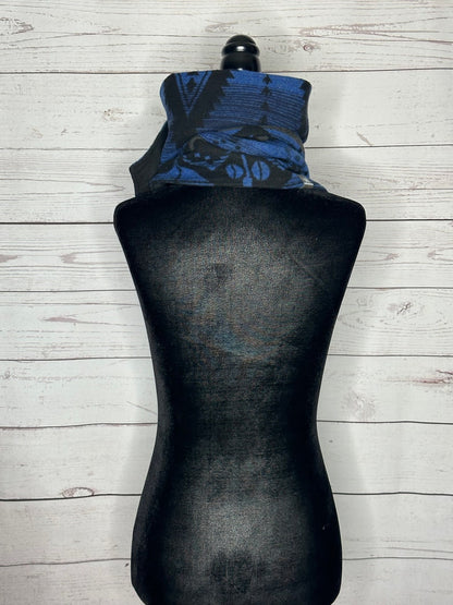 Women's Cobalt Blue Western Aztec Warm Neck Hood